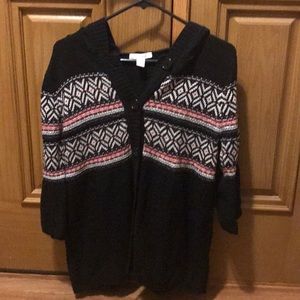 Women's button up sweater with hood. M. Dress Barn